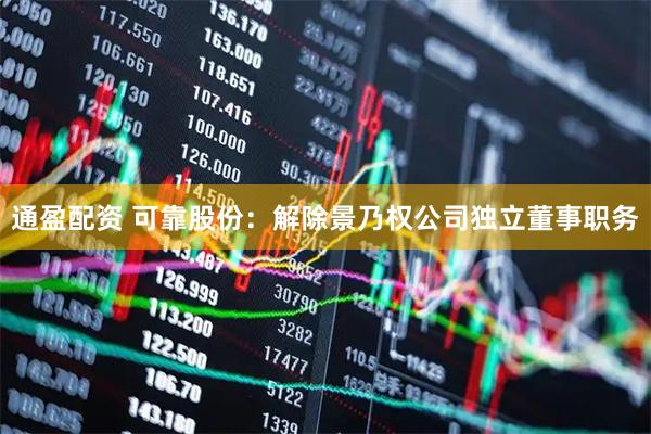 通盈配资 可靠股份：解除景乃权公司独立董事职务