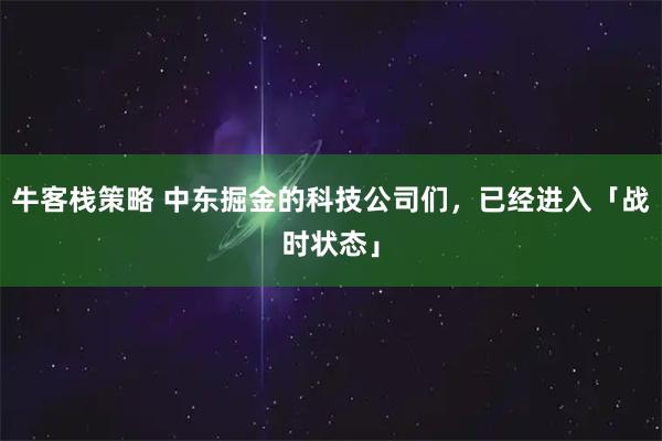 牛客栈策略 中东掘金的科技公司们，已经进入「战时状态」