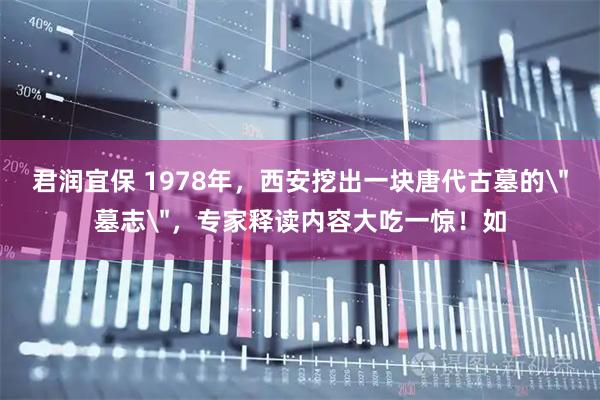 君润宜保 1978年，西安挖出一块唐代古墓的＂墓志＂，专家释读内容大吃一惊！如