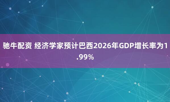 驰牛配资 经济学家预计巴西2026年GDP增长率为1.99%